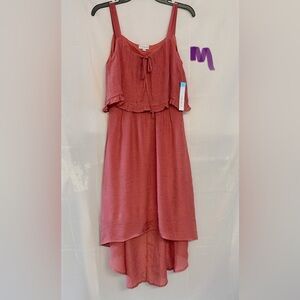 Luxology Dusty Rose Tiered High-Low Maxi Dress